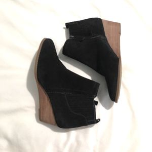 Franco Sarto Black Suede Wedge Boots